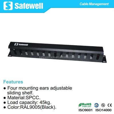 China Cable Management for Safewell 1U Horizontal Metal Rack Mount Structured Cable Cabling Management for 19