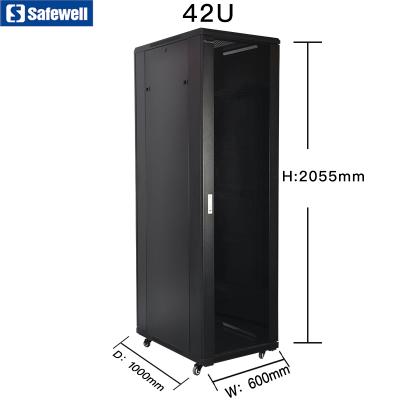 China Different numbers compartment as SNB8142 customized electronic safewell 42u 800*1000mm Data Center lock server rack for sale