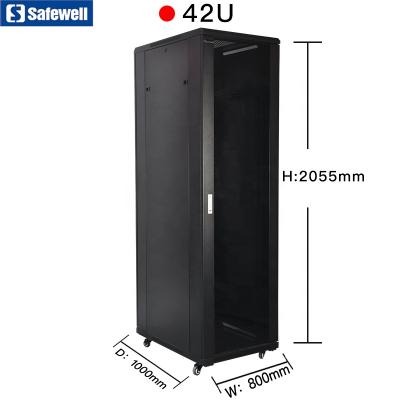 China Different numbers compartment as SNB8142 customized safewell 42u 800*1000mm data center wall mount cabinet with mesh door for sale