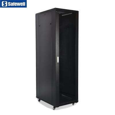 China Different numbers compartment like customized safewell 42u 600*1000mm Data Center toten fireproof rack with mesh door for sale