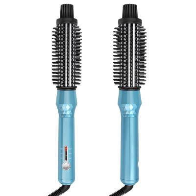 China 3-Dry Auto Lock Kaylux 1 Double PTC 1/4 Inch Electric Hair Straightening Curling Brush With Anti Scald Bristle for sale