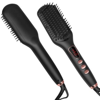 China Negative Ion Generator Professional Salon Equipment Hairdressing Brush Electric Dual Brush Straightener Hair Straightener LED Display MCH Fast Ceramic Heating for sale