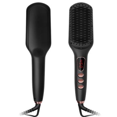 China Professional Negative Ion Generator Straightening Brush With Negative Ion Hair Comb Electric DoubleMCH Fast Heat Up Hair Straightener Brush For Styling for sale