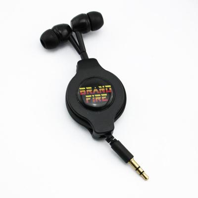 China Dual cable 3.5mm stereo MP3/MP4 headphones retractable in ear retractable earbuds for promotion gift for sale