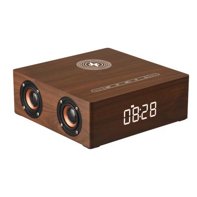 China MP3 / MP4 Player LED Digital OEM/ODM Wooden Wireless Charger Alarm Clock Speaker Universal for phone for sale