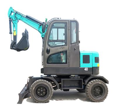 China 4 Ton Wheeled Digging / Construction Garden Mini Excavator With Quick Change Connector for sale