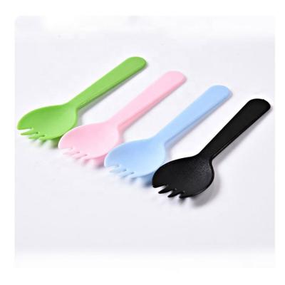 China Sporks Disposable Disposable Plastic Tableware Plastic Cutlery Fork Spoon For Salad Ice Cream Dessert for sale