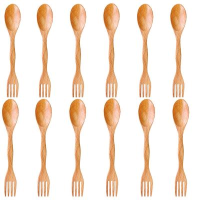 China Disposable Wooden Spork 2 in 1 Spoon Fork for sale