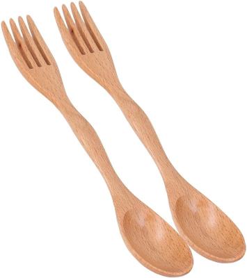 China Disposable Light Weight Wooden Spork 2 in 1 Spoon Fork Kids Reusable Utensils Combo Cutlery Kitchen for Camping for sale