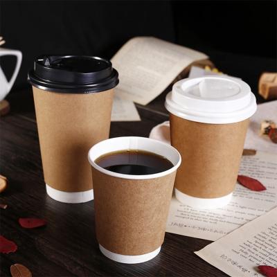 China Custom Printed Eco-friendly Disposable Coffee Double Wall Paper Cups Disposable Paper Coffee Cups With Lid for sale