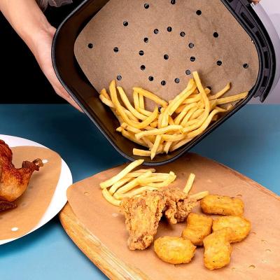 China Food Grade Greaseproof Air Fryer Square Form Perforated Parchment Paper Liner For Food Baking for sale