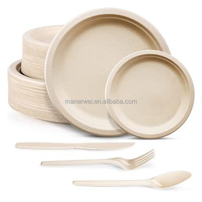 China Disposable Restaurant Food Packaging Boxes Paper Quick Cutlery Set Eco - Friendly Disposable Round Dish Amp Dishes for sale