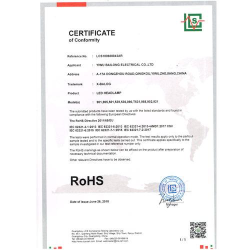 RoHS - Yiwu Bailong Electrical Co., Ltd.