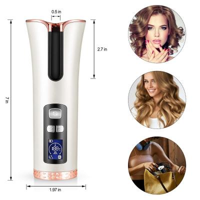 China Free Sample Safety Portable White Iron Portable Automatic Christmas Iron Cordless Hair Curler Wand Hair Styling Curling Wand Cordless Hair Curler for sale