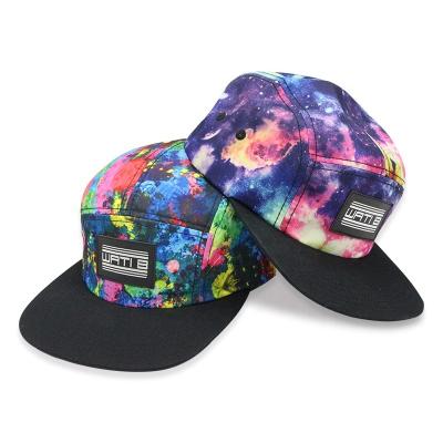 China JOINT Hot Selling Custom Transfer Printing Starry Sky Leather Badge Snapback Hat for Men and Women for sale