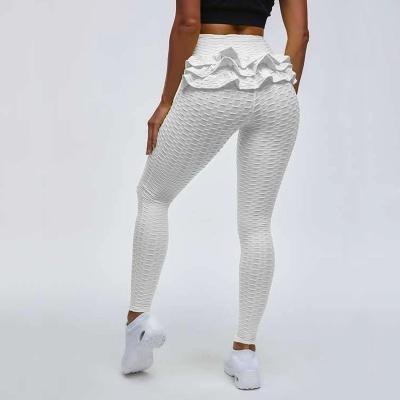 China TSI Antibacterial Ruffled Jacquard Leggings Gym For Women Yoga Girls Tight Sexy Leggings Woman Customize for sale