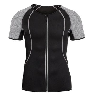 China Men Neoprene Antibacterial Custom Sauna Gym Sports Sweat T-Shirt With Zipper For Weight Loss for sale