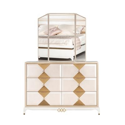 China White Luxury Stylish Durable Mirror Dresser Bedroom Furniture Storage Make Up Dressing Table Designs For Bedroom for sale