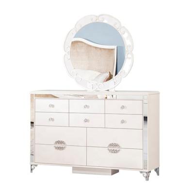 China OEM Durable Comfortable Furniture Manufacturer White Minimalist Nordic Bedroom Chandelier With Round Mirror Dressing Table for sale