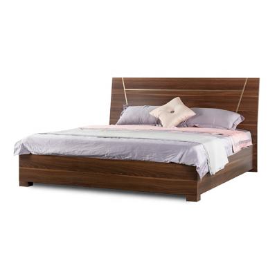 China OEM ODM Walnut Wooden Double Beds Modern Custom Made Queen Size Solid Wood Bed Frame for sale