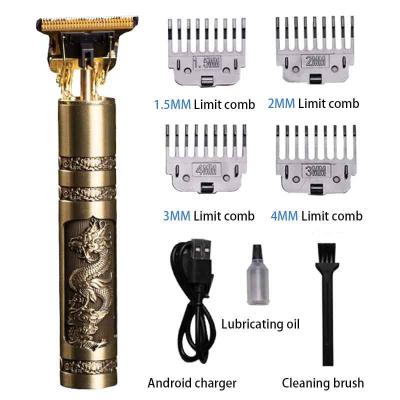 China Electric Hair Trimmer USB Vintage Haircut Machine With T Blade Low Noise Rechargeable Cordless Hair Trimmer for sale