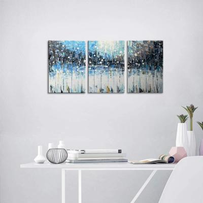 China Abstract Handmade Wall Art Blue Landscape Modern Oil Painting Canvas Painting For Home Decor for sale