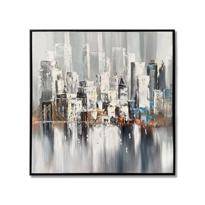 China Waterproof+ECO-Friendly New Products Abstract City Landscape Craft Wall Art Framed Home Decor Abstract Oil Painting for sale