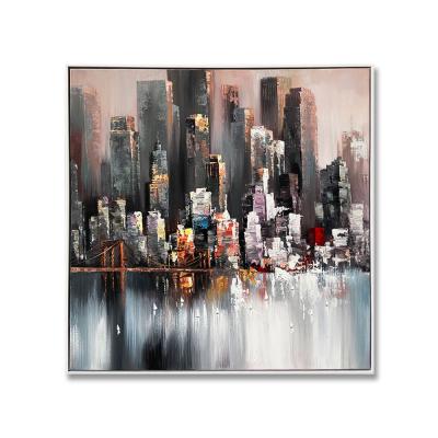 China Abstract Morden City Landscape Oil Painting Pop Wall Art Framed Home Decor Waterproof+ECO-Friendly For Living Room Hotel Decor for sale