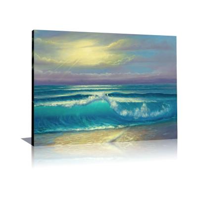 China Environmental Classical Blue Wave Oil Painting Handmade Materials Seascape Painting On Canvas for sale