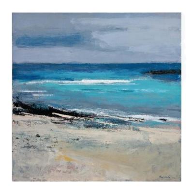 China Hand Painted Abstract Beach Abstract Canvas Oil Painting for Restaurant Hotel Wall Art and Gift for sale