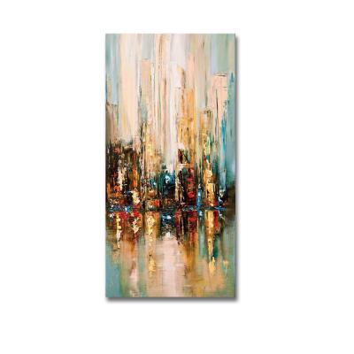 China Waterproof+ECO-Friendly Abstract Modern City Landscape Palette Knife Painting Canvas Wall Art for sale