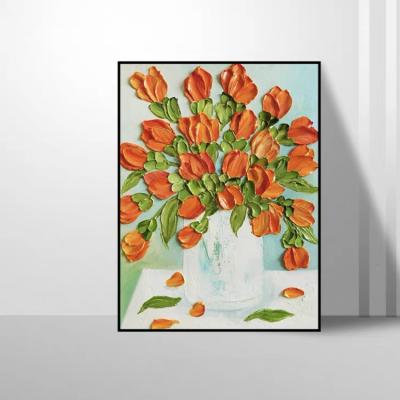 China Waterproof+ECO-Friendly Wholesale 3d Flower Painting Knife Wholesale Wall Art For Home Decor for sale