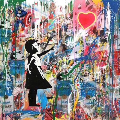 China Modern Girl POP Wall Art Oil Canvas Pictures Street Art Graffiti Printed Animation Girl Or Hand Painting for sale