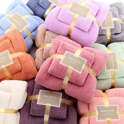 China Coral Fleece Hair Drying Towel QUICK DRY Microfiber Colors Hand Bath Swimming Towel Sets Bathroom Microfiber Towel Set for sale