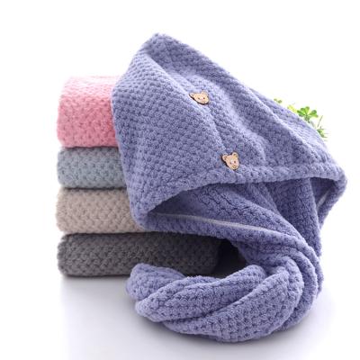 China Factory Price Customized High Quality Waffle Microfiber Hair Drying Towel QUICK DRY Turban Towels Wrap For Home Use Shower Cap for sale