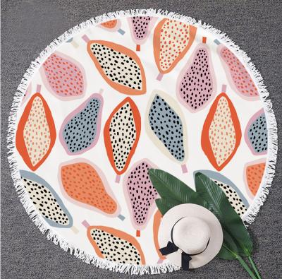 China Viable Custom Design Thick Microfiber Fruit Print Round Beach Towels With Tassels for sale