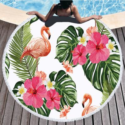 China Viable Wholesale Custom Print Microfiber Flamingo Round Mandala Beach Towel for sale