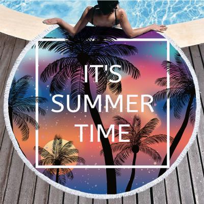 China Large Round Beach Towel Beach Towel Flamingo Sun Bathing Mat Blanket Travel Holiday Beach Towel Round Seaside Summer Viable for sale