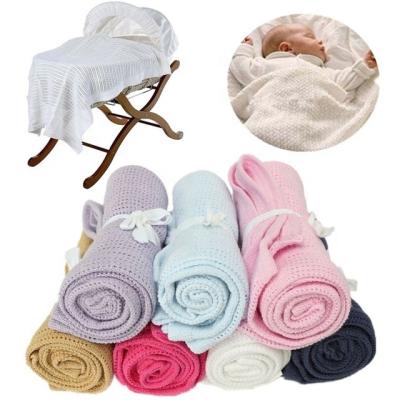 China Newborn Baby Anti-pilling Covers Crochet Super Soft Summer Cotton Casual Sleep Bed Supplies Hole Wrap for sale