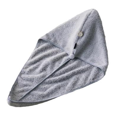 China QUICK DRY Organic Bamboo Charcoal Fiber Hair Towel Wrap, Super Absorbent Gray for sale