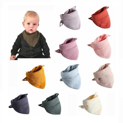 China Washable Double Layer Baby Cotton Bib Solid Color Triangle Scarf Newborn Infant Saliva Towel Feeding Bandana Burp Cloth Baby Stuff for sale