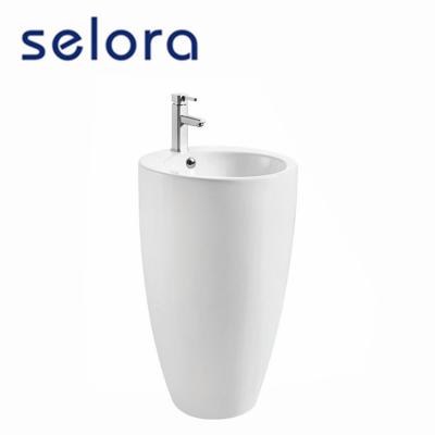 China Round Bathroom Pedestal Wash Basin G-004C One Piece Sanitary Ware Arab Basin One Piece Pedestal Wash Basin for sale