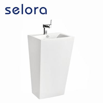 China Easy Clean Porcelain Classic Floor Standing Famous Designer One Piece Wash Basin For Hand Washing for sale