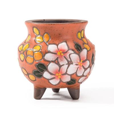 China Custom Hand Painted Flower Pots Stocked Ceramic Flower Pot Home Garden Desktop Fleshy Logo Flowers Wholesale Ceramic for sale