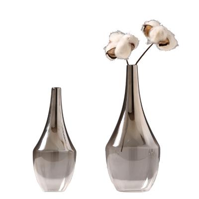 China Novelty Modern Minimalist Nordic Ins Silver Gradient Glass Flower Vase for sale