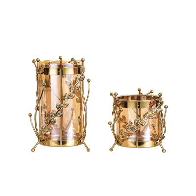 China Nordic Home Decor Gold Metal Vase Decoration Vase Nordic Traditional Home Glass Colored Vase for sale