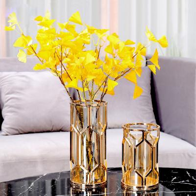 China Wholesale Traditional Wedding Decorative Metal Flower Vase Glass Vase For Table Centerpieces for sale