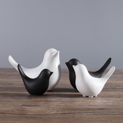 China Nordic Minimalist Modern Luxury Gold White Black Ceramic Living Room Bird Decor Home Soft Desk Accessories for sale