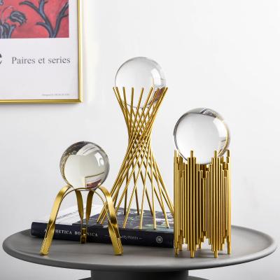 China Eco-friendly Hot Selling Crystal Ball Ornaments Luxury Metal Crafts Other Home Decoration Accessories for sale