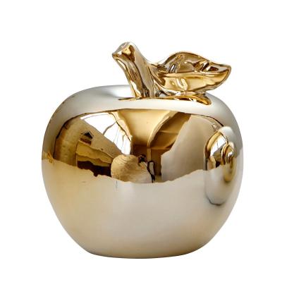 China Bright Color Plating Ceramic Gold Desk Accessories Apple Christmas Eve Gifts Crafts for sale